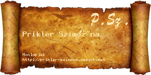 Prikler Szimóna névjegykártya